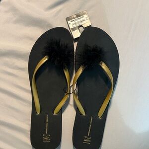 INC International Concepts Black and gold Sandals NWT